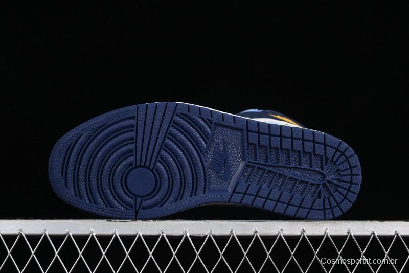 Nike Air Jordan 1 High OG "First in Flight" Basketball Shoes with UNC Blue and Yellow Accents - FD2596-400