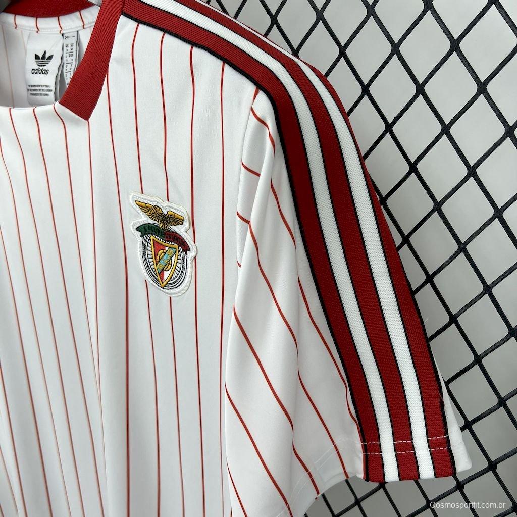 25/26 Benfica Adidas Original White with Red Pinstripes Jersey